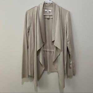 NWOT C by One brand Taupe Suede Drape Jacket